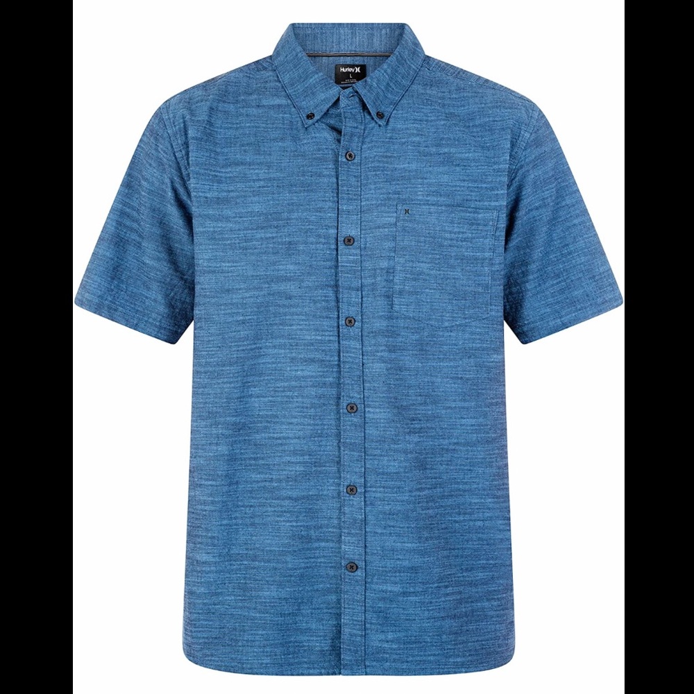 Hurley Short Sleeve Casual Button Up Shirt Obsidian Blue XL